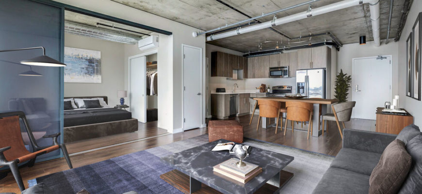 Luxury living room with industrial decoration